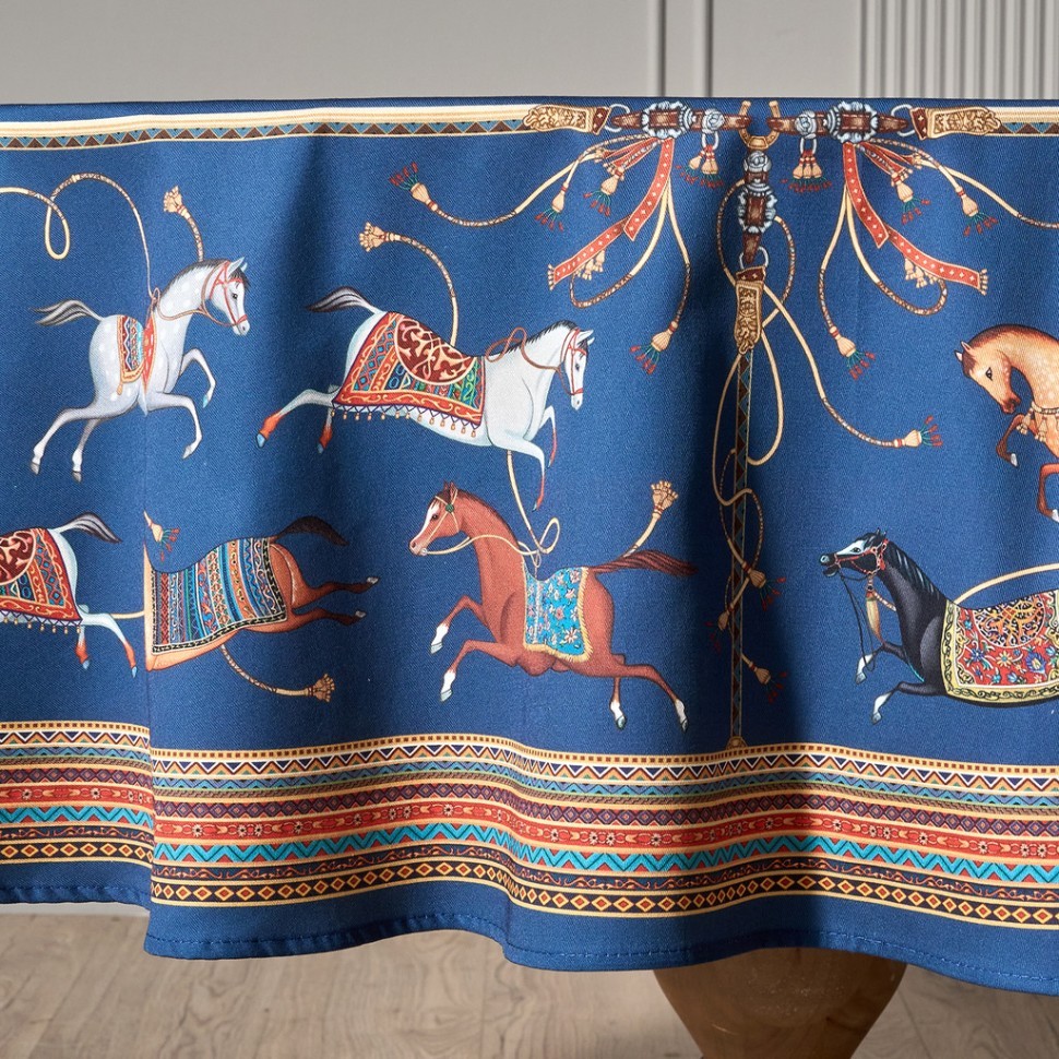 Скатерть круглая  "passage" ,d220см, 100% хлопок,твил c пропиткой, синий с белым Lefard (850-765-26)