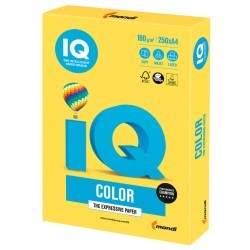Бумага цветная для принтера IQ Color А4, 160 г/м2, 250 листов, канареечно-желтая, CY39 (65401)