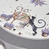 Скатерть круглая "лавандовые коты" 145см, серый, 100% хлопок, твил, пропитка Текстильный Мир (850-229-24)