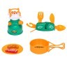 Детская посуда игрушка "Набор Туриста" с набором для пикника 6 предметов: примус, складной ножик, сковорода, тарелка, 2 муляжа продуктов (G209-002)