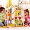 Деревянный кукольный домик "Времена года", с мебелью 36 предметов в наборе и двусторонней крышей, для кукол 15 см (E3401_HP)
