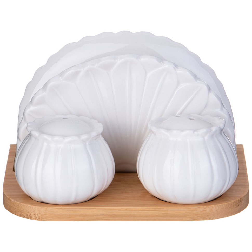 Набор для специй lefard "native" 3 пр.: соль, перец, салфетница на дерев. подставке Lefard (587-175)