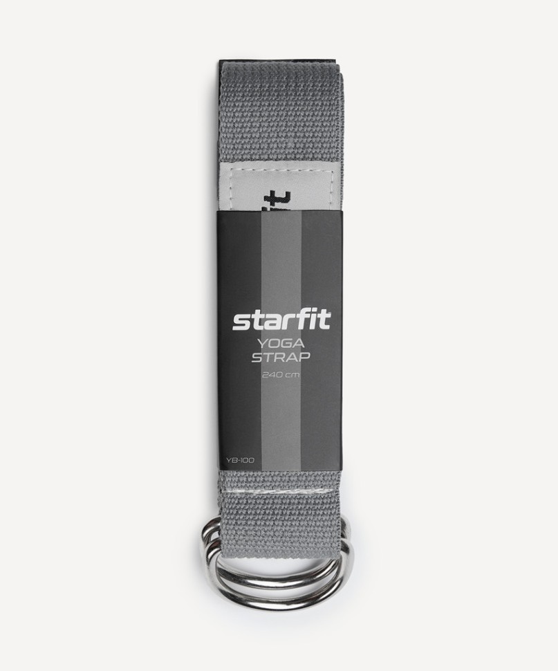 Ремень для йоги STARFIT YB-100 240 см, темно-серый (2113734)