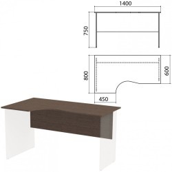 Столешница царга стола эргономичного Канц 1400х800х750 мм левый цвет венге СК36.16.1 640536 (1) (91262)