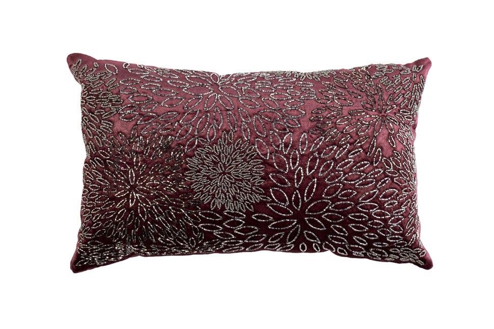 Подушка с вышивкой "Огни" бордовая 30*50см (TT-00011419)