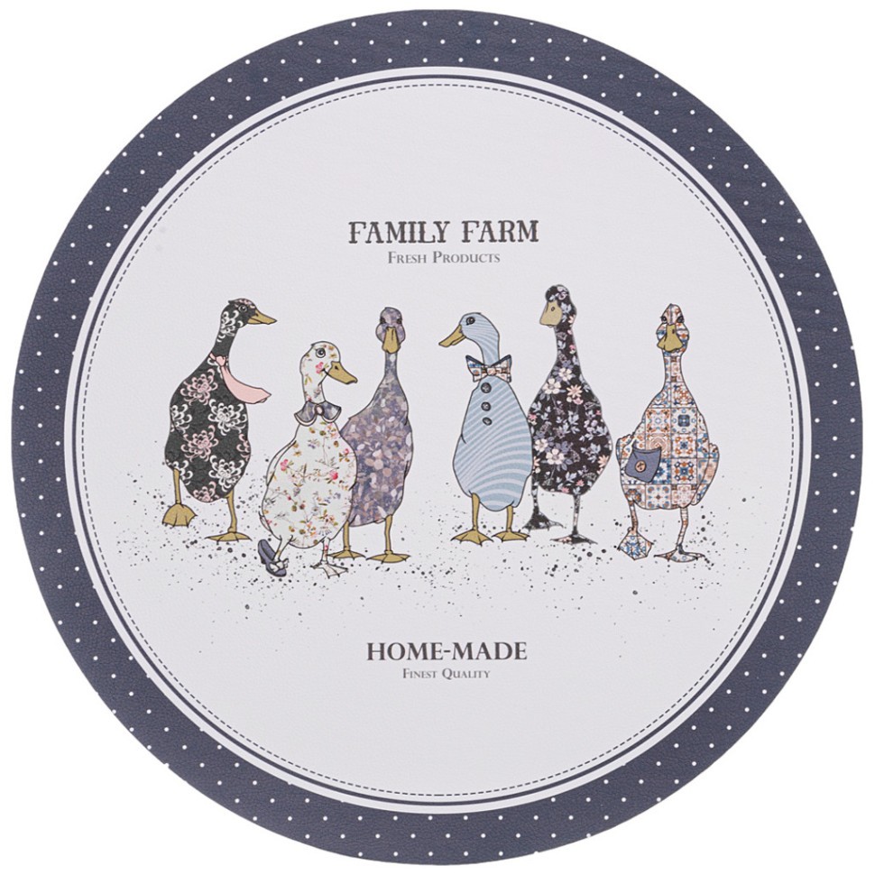 Набор подстановочных салфеток "family farm" из 4 шт., экокожа, диаметр=38 см Lefard (771-127)