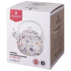 Чайник agness эмалированный со свистком серия "flower story", 2,2 л Agness (943-094) Чайник agness эмалированный со свистком серия "flower story", 2,2 л Agness (943-094)