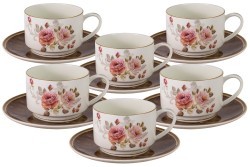 Чайный набор Английская роза, 6 чашек 0,2 л,  6 блюдец - AL-M2188/12-E9 Anna Lafarg Emily