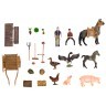 Набор фигурок животных серии "На ферме": Ферма игрушка, 24 фигурки домашних животных (лошади, свиньи) и птиц, фермеров и инвентаря (ММ205-043)