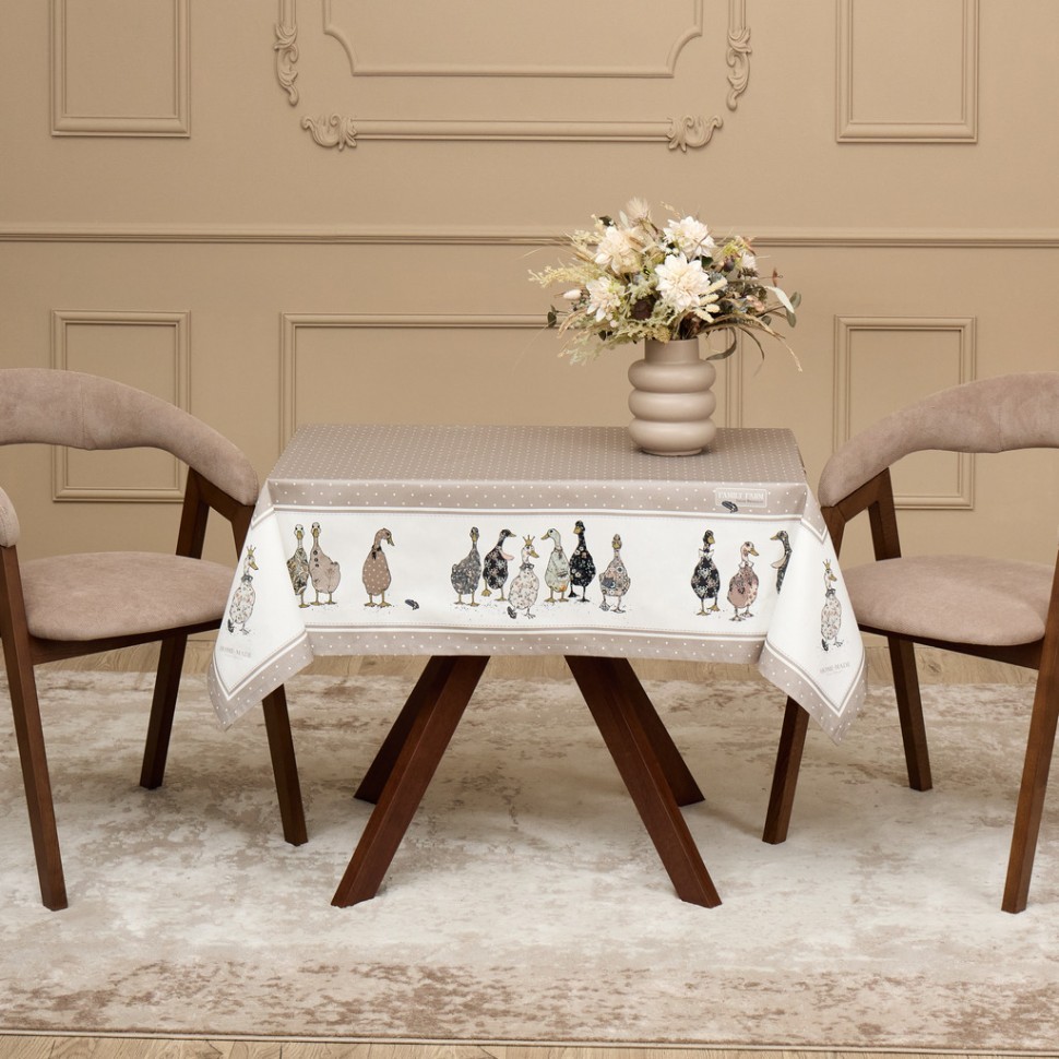 Скатерть "family farm" 110х140см , 100% хлопок, капучино , твил, пропитка Lefard (850-749-20)