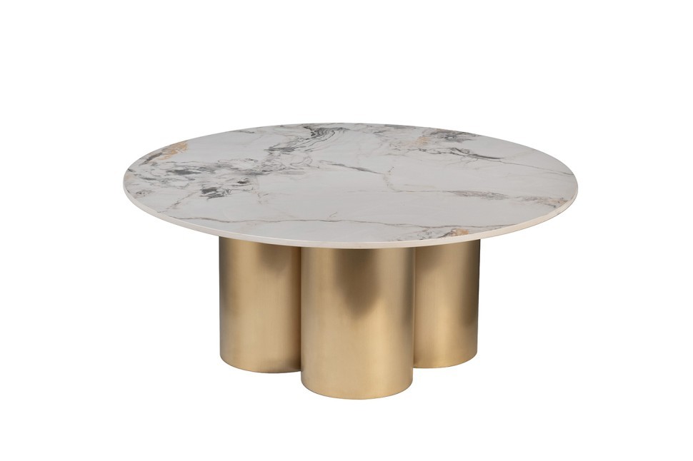 Стол журнальный керамогранит белый d80*35см (TT-00013333)