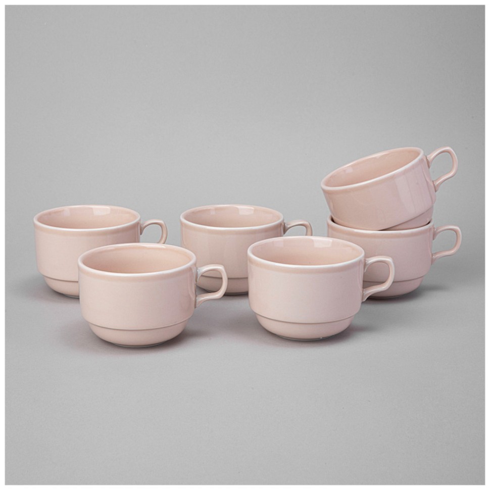 Набор чашек чайных lefard tint 250мл (розовый) 6 шт. Lefard (48-882-1)