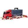 Машина игрушка серии "Служба спасения" (Автовоз - кейс 59 см, красный, с тоннелем. Набор из 4 машинок, 1 автобуса, 1 вертолета, 1 фуры и 12 дорожных з (G205-009)