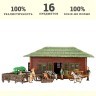 Набор фигурок животных серии "На ферме": Ферма игрушка, кенгуру, зебры, фермеры, инвентарь - 16 предметов (ММ205-053)