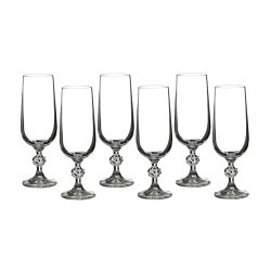 Набор бокалов для шампанского из 6 шт."клаудия" 180 мл.  высота=17,5 см Bohemia Crystal (674-250)