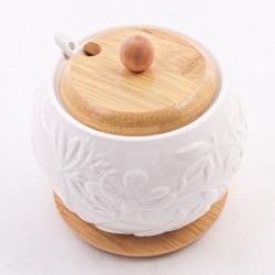 Сахарница на подставке 600 мл фарфор/бамбук LR (60317)