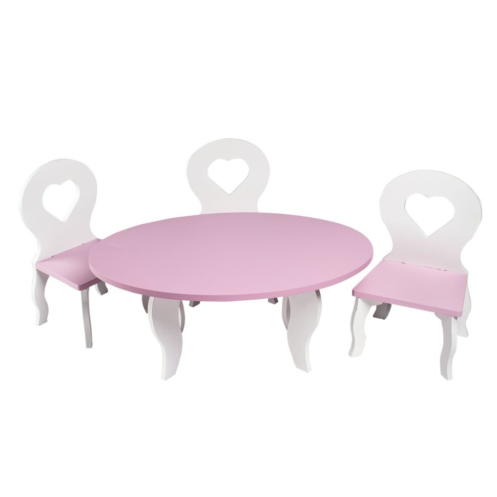 Набор мебели для кукол Шик Мини: стол + стулья, цвет: розовый (PFD120-48M)