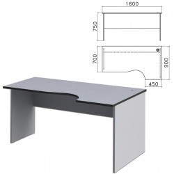 Стол письменный эргономичный Монолит 1600х900х750 мм правый цвет серый СМ6.11/640106 (1) (92090)