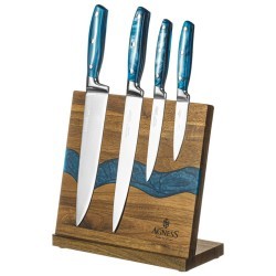 Набор ножей agness на деревянной подставке с магнитным держателем, 5 предметов, Agness (911-787)