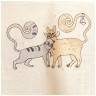 Скатерть круглая d160см "парочка кошек", 100%х\б,шампань, вышивка SANTALINO (850-603-48)