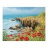 Холст на картоне с контуром Цветы и Море 30х40 см, грунт, хлопок 191541 (86509)