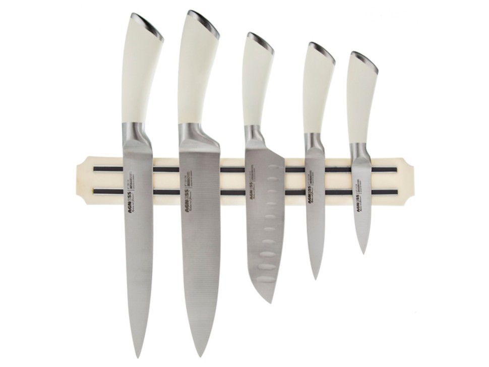 Набор ножей agness 6 пр.с магнитным держателем и ручкой из нерж.стали Agness (911-041)