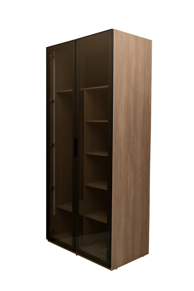 GD-10013/1-3 Шкаф Alto двухд c полками, цвет дуб Урбан Кофейный, дверцы стекло(тонир) 100*57*228.5см (TT-00014200)