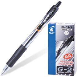 Ручка гелевая автоматическая с грипом Pilot G-2 линия 0,3 мм черная BL-G2-5 (66956)