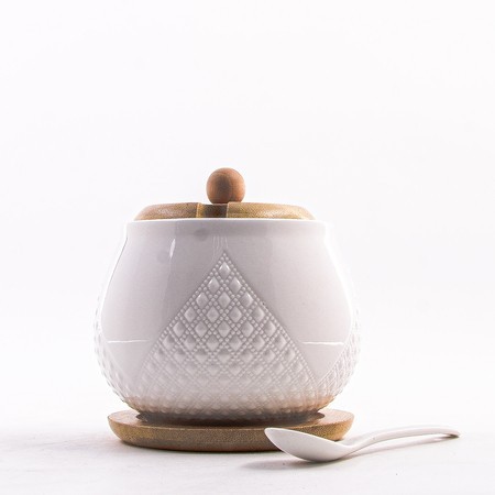 Сахарница на подставке 600 мл фарфор/бамбук LR (60316)