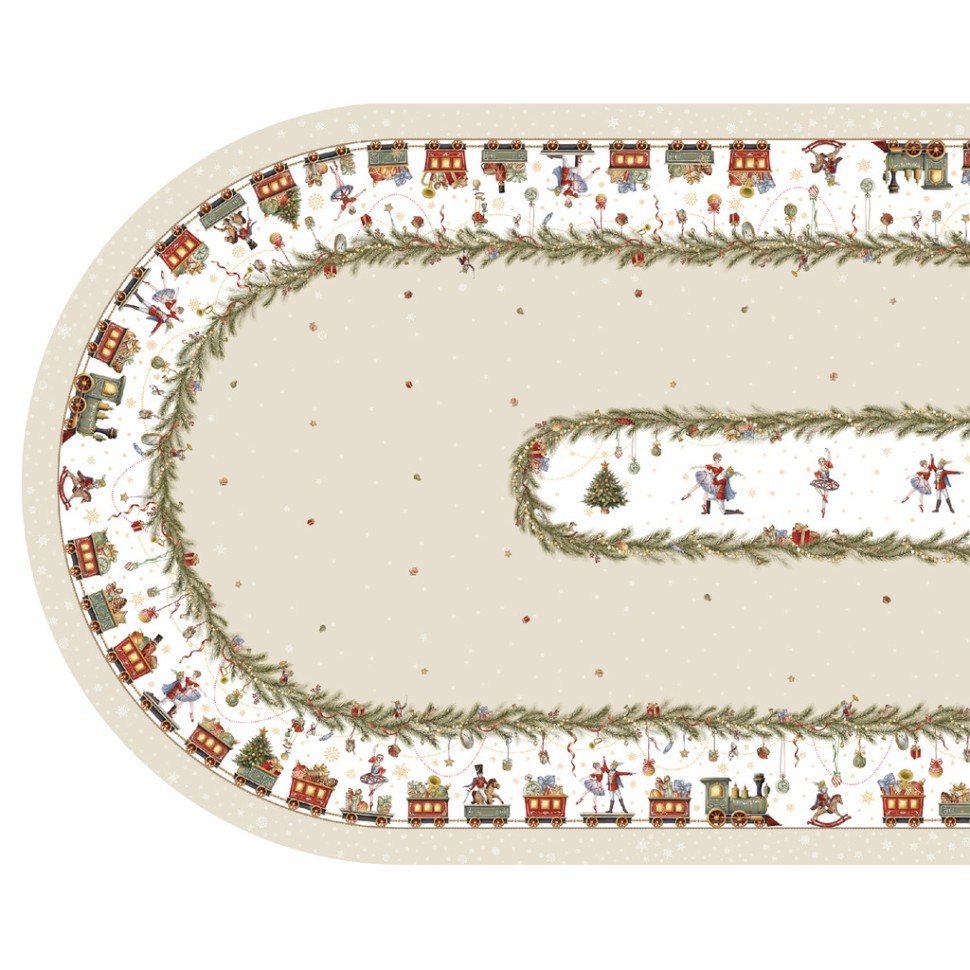 Скатерть  140х300 cm овальная, "щелкунчик" цвет: бежевый, tm lefard, полиэстер 100% Lefard (986-002-29)