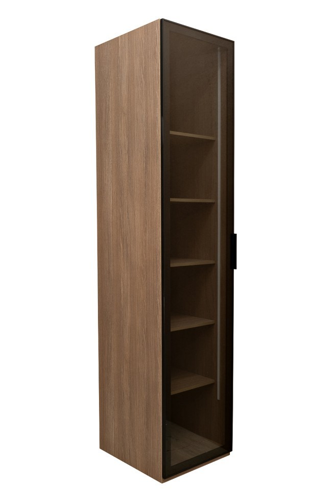 GD-10014/1-3 Шкаф Alto пенал c полками,цвет дуб Урбан Кофейный, дверцы стекло(тонир) 50*57*228.5см (TT-00014202)
