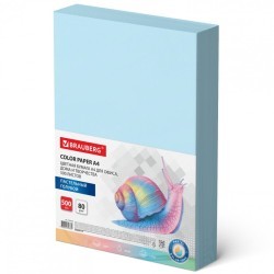 Бумага цветная BRAUBERG А4 80 г/м2 500 л пастель голубая для офисной техники 115218 (1) (92615)