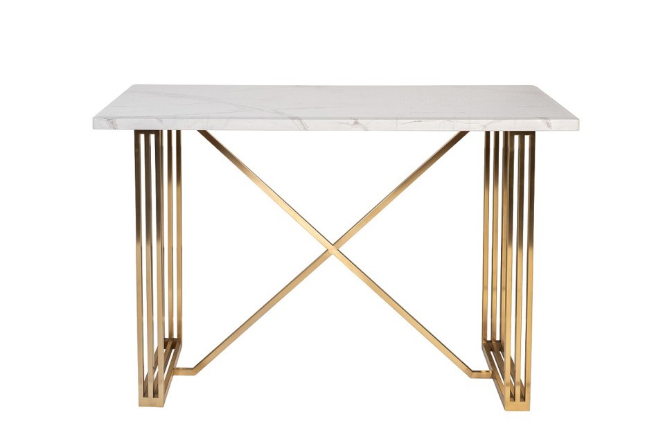 Стол-консоль белый / браш.золото 140*75*91,5см (TT-00014500)