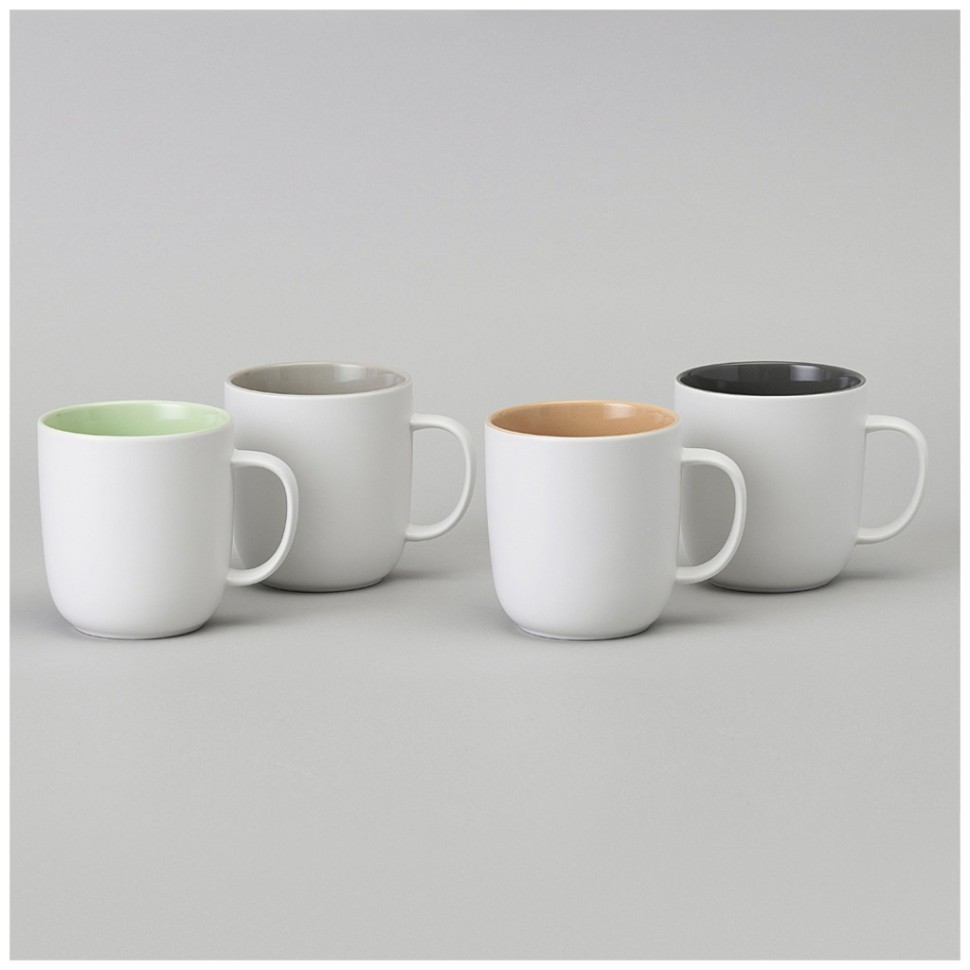 Набор кружек  bronco "velour" 4 шт. 400 мл микс белый Bronco (407-108-1)