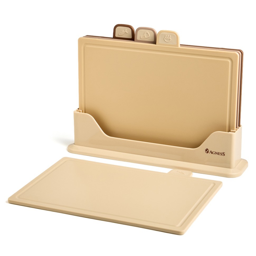 Набор agness из 4 досок на подставке, цвет: бежевый Agness (671-216)