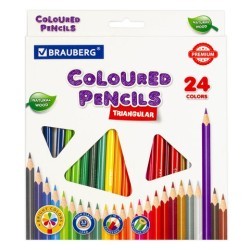 Карандаши цветные трехгранные 24 цвета 3,3 мм 181653 (86087)