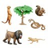 Набор фигурок животных серии "Мир диких животных": мандрил, кобра, сурикат, варан, белка (набор из 6 предметов) (MM211-218)