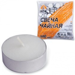 Свечи чайные в гильзе комп. 100 шт. в пакете 590410 (1) (91861)