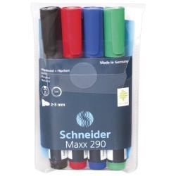 Маркеры для доски и флипчарта Schneider Maxx 290 линия 2-3 мм 4 цвета 129094 (72865)