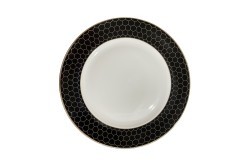 Тарелка закусочная HONEYCOMB чёрно-золотая деколь 19,5см (2) (TT-00010299)