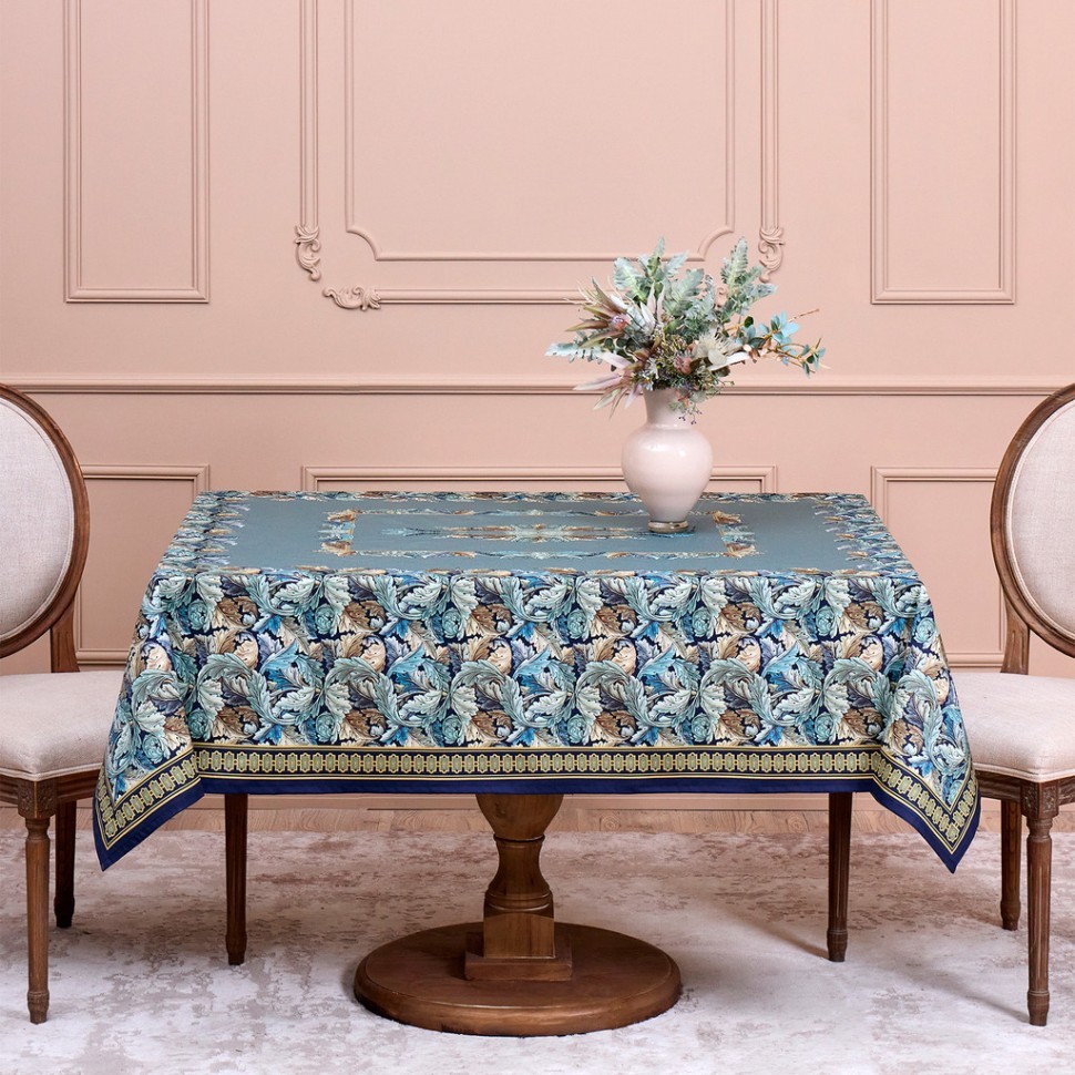 Скатерть "листья морриса"140х180см , 100% хлопок, синий , твил, пропитка Lefard (850-752-2)