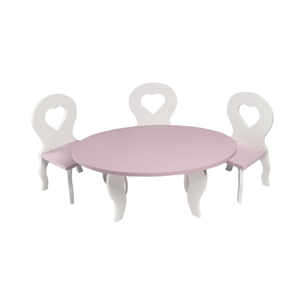 Набор мебели для кукол"Шик": стол + стулья, цвет: розовый (PFD120-48)