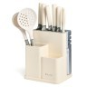 Набор agness из 11пр: 5 ножей,половник,лопатка,шумовка,подставка,ножеточка,ножницы, цвет:белый/серый Agness (671-225)