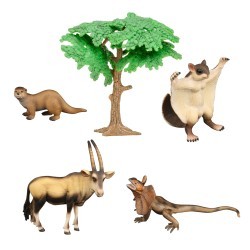 Набор фигурок животных серии "Мир диких животных": антилопа, выдра, белка-летяга, ящерица (набор из 5 предметов) (MM211-220)
