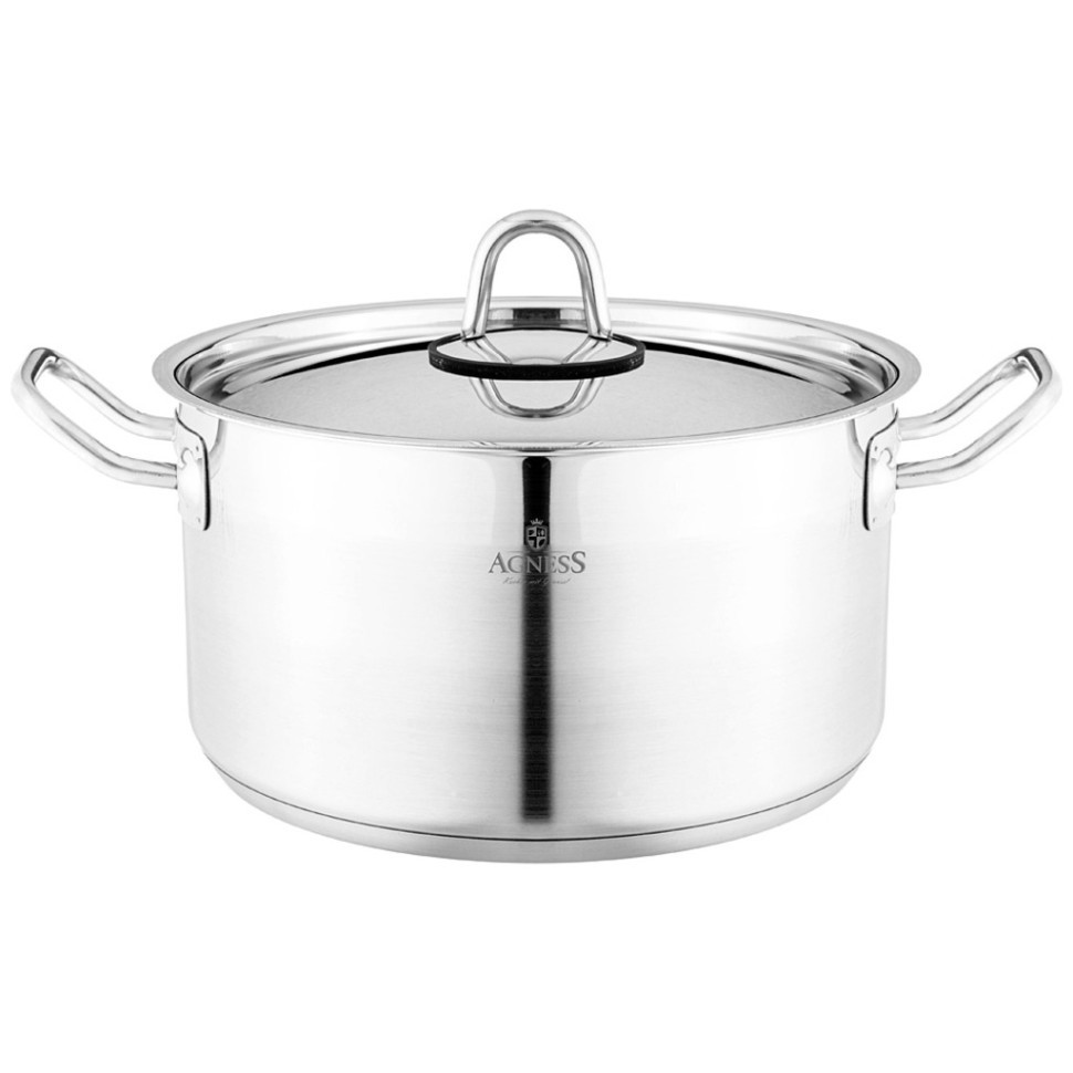 Кастрюля agness 22x12 см 4,2 л высококачественная нерж сталь 18/10 с крышкой нжс Agness (916-458)