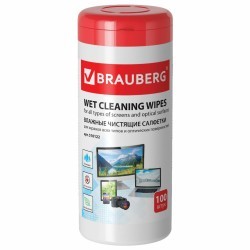Салфетки влажные для экранов и оптики Brauberg 100 шт в тубе 510122 (65860)