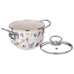 Кастрюля agness эмалированная со стеклянной крышкой серия "flower story", 1,5 л диа. 16см Agness (943-095) Кастрюля agness эмалированная со стеклянной крышкой серия "flower story", 1,5 л диа. 16см Agness (943-095)
