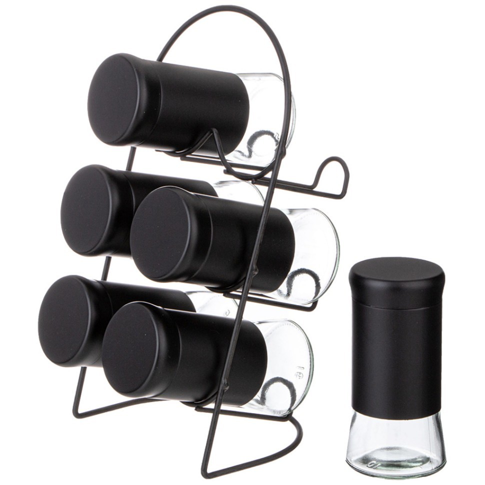 Набор баночек для специй из 6 шт. на метал. подставке Agness (172-144)