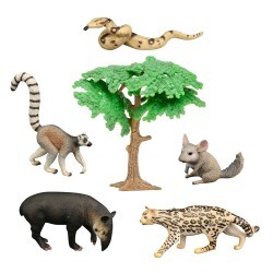 Набор фигурок животных серии "Мир диких животных": муравьед, лемур, шиншилла, ягуар, змея (набор из 6 предметов) (MM211-222)