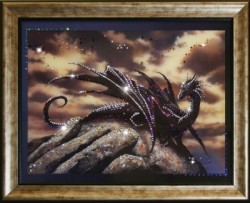 Картина Черный дракон с кристаллами Swarovski (1313)